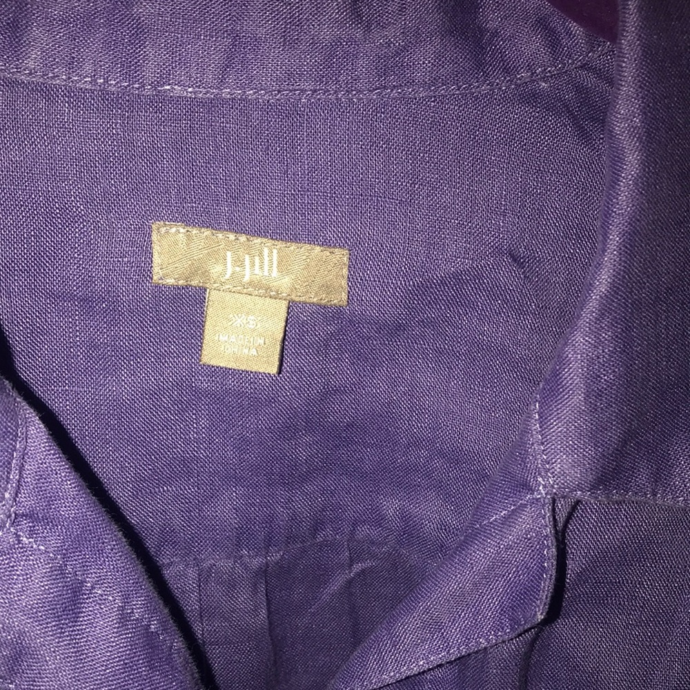 Women’s J.Jill Purple Short Sleeve Button Up Blouse with Collar - Size XS - Picture 2 of 4